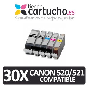 PACK 30 (ELIJA COLORES) CARTUCHOS COMPATIBLES CANON PGI-520 CLI-521 PERTENENCIENTE A LA REFERENCIA Canon PGI520 / CLI521