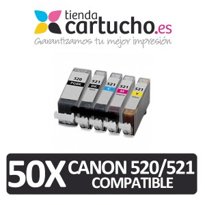 PACK 50 (ELIJA COLORES) CARTUCHOS COMPATIBLES CANON PGI-520 CLI-521 PARA LA IMPRESORA Cartouches d'encre Canon Pixma IP4700