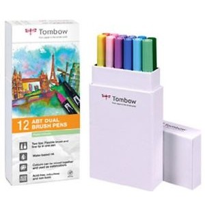 TOMBOW Estuche 6 rotuladores Dual Brush doble punta pincel. Colores pastel.