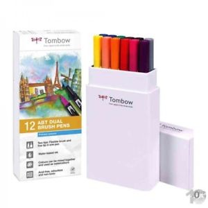 TOMBOW Estuche 6 rotuladores Dual Brush doble punta pincel. Colores pastel.