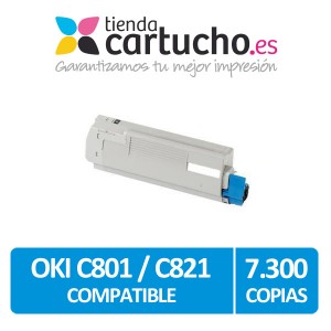 Toner OKI C801 / C821 Compatible Cyan PARA LA IMPRESORA Toner OKI C801N