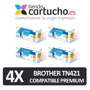 PACK 4 TONER BROTHER TN421 COMPATIBLES PREMIUM (ELIJA COLORES) PARA LA IMPRESORA Toner imprimante Brother DCP-L8410CDW