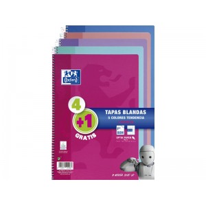 OXFORD 4+1 Cuaderno Fº T.Blanda School 80H 4X4 C/M Colores Tendencia 