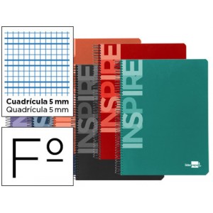 Cuaderno espiral liderpapel folio inspire tapa dura 80h 60 gr cuadro 5mm con margen colores surtidos