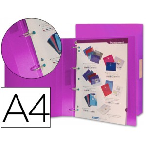 Carpeta liderpapel 4 anillas 25 mm mixtas 43436 polipropileno din a4 violeta serie frosty