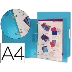 Carpeta liderpapel 4 anillas 25 mm mixtas 43432 polipropileno din a4 azul serie frosty
