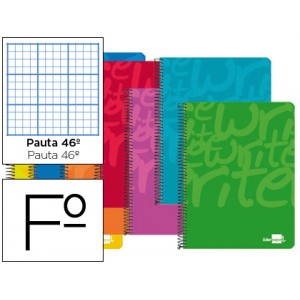 Cuaderno espiral liderpapel folio write tapa blanda 80h 60 gr rayado nº 46 colores surtidos