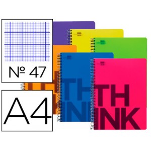 Cuaderno espiral liderpapel folio inspire tapa dura 80h 60 gr cuadro 5mm con margen colores surtidos