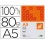 Papel liderpapel a5 80g/m2 paquete de 100 blanco