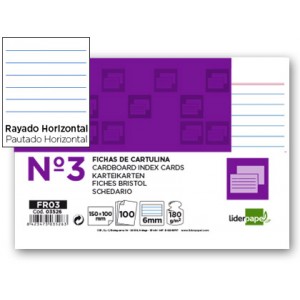Ficha liderpapel rayada nº3 100x150mm paquete de 100 180g FR03