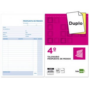 Talonario liderpapel pedidos cuarto original y copia t222