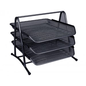 Bandeja sobremesa metalica q-connect kf00823 rejilla negra 3 bandejas movibles 350x278x275 mm KF00823	