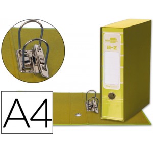 Archivador de palanca liderpapel a4 filing system forrado sin rado lomo 80mm amarillo con caja y compresor metal