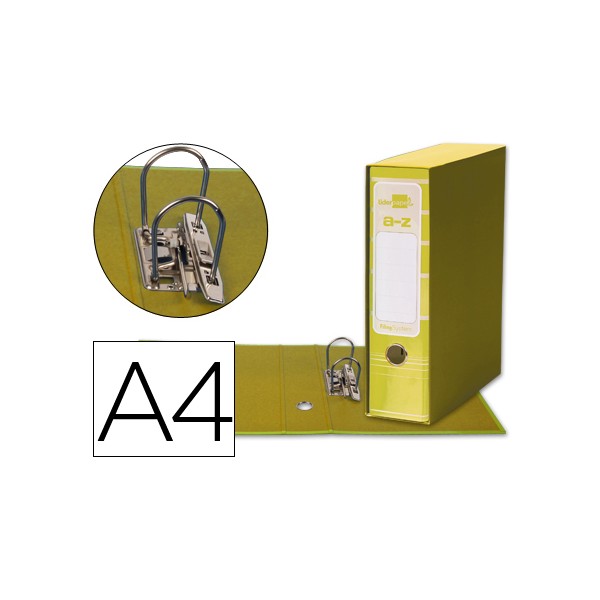 Archivador de palanca liderpapel a4 filing system forrado sin rado lomo 80mm amarillo con caja y compresor metal Archivador de palanca liderpapel a4 filing system forrado sin rado lomo 80mm amarillo con caja y compresor metal