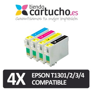 PACK 4 (ELIJA COLORES) CARTUCHOS COMPATIBLES EPSON T1301/2/3/4 PARA LA IMPRESORA Epson WorkForce WF-7015