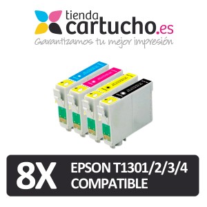 PACK 8 (ELIJA COLORES) CARTUCHOS COMPATIBLES EPSON T1301/2/3/4 PARA LA IMPRESORA Cartouches d'encre Epson Stylus SX525WD