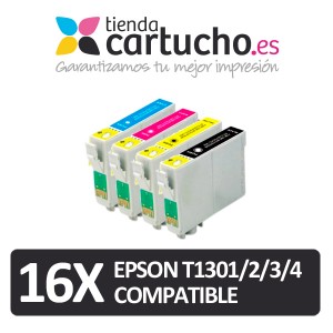 PACK 16 (ELIJA COLORES) CARTUCHOS COMPATIBLES EPSON T1301/2/3/4 PARA LA IMPRESORA Epson WorkForce WF-7515