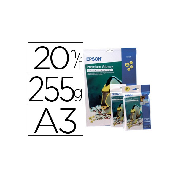 Papel epson premium glossy pho to paper a3 (20hojas) 255gr. 255 gr.. Papel epson premium glossy pho to paper a3 (20hojas) 255gr. 255 gr..