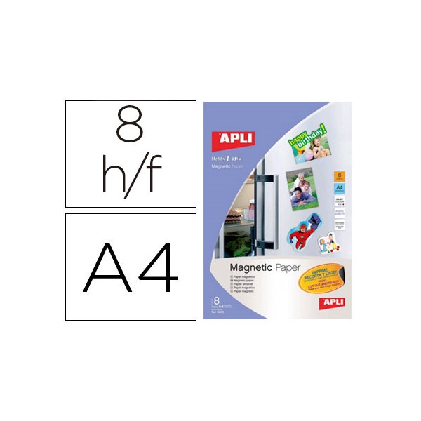 Papel magnetico apli blanco din a4 para impresoras inkjet paquete de 8 hojas. Papel magnetico apli blanco din a4 para impresoras inkjet paquete de 8 hojas.
