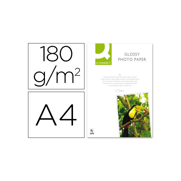 Papel q-connect foto glossy -kf01103 din a4 -digital photo -para ink-jet -bolsa de 20 hojas de 180 gr. Papel q-connect foto glossy -kf01103 din a4 -digital photo -para ink-jet -bolsa de 20 hojas de 180 gr.