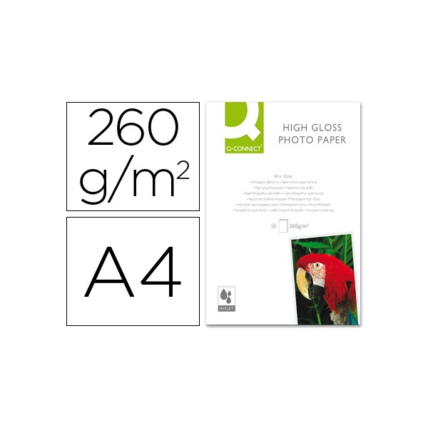 Papel q-connect foto glossy kf02163 din a4 alta calidad digital photo -para ink-jet bolsa de 20 hojas de 260 gr. Papel q-connect foto glossy kf02163 din a4 alta calidad digital photo -para ink-jet bolsa de 20 hojas de 260 gr.