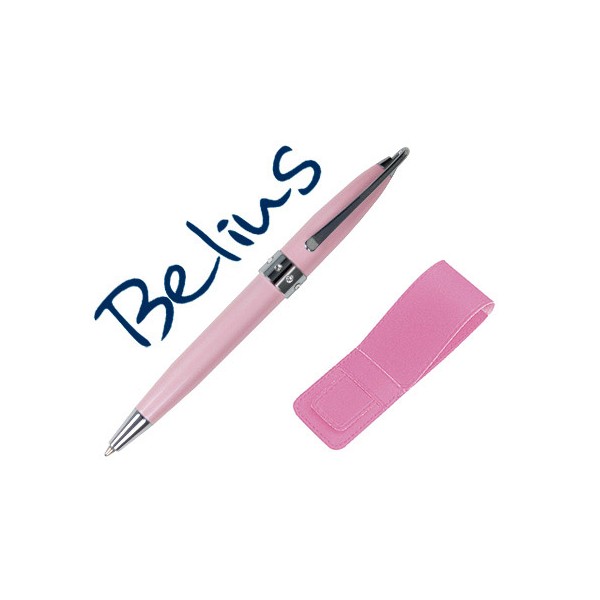 Boligrafo belius brena rosa lacado con cristal en la anilla central en estuche. Boligrafo belius brena rosa lacado con cristal en la anilla central en estuche.