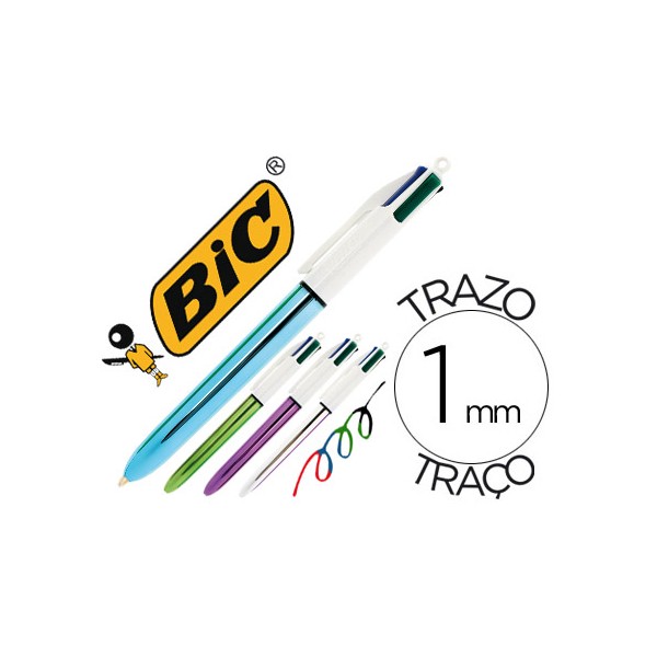 Boligrafo bic cuatro colores shine colores metalizados punta de 1 mm. Boligrafo bic cuatro colores shine colores metalizados punta de 1 mm.