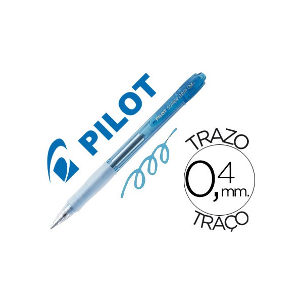 Boligrafo pilot super grip retractil sujecion de caucho tinta de aceite azul claro neon. Boligrafo pilot super grip retractil sujecion de caucho tinta de aceite azul claro neon.
