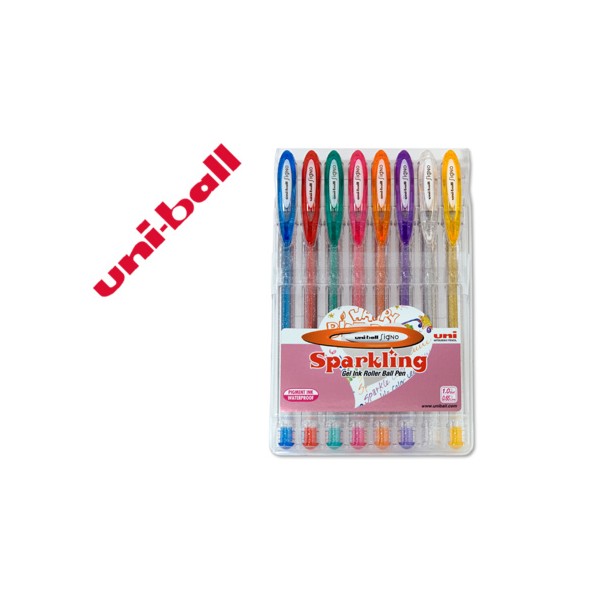 Boligrafo uni ball um-120 signo 0,7 mm tinta gel estuche de 8 colores con purpurina. Boligrafo uni ball um-120 signo 0,7 mm tinta gel estuche de 8 colores con purpurina.