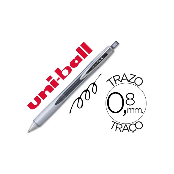 Boligrafo uni-ball vision rt 0,8 mm negro tinta liquida -unidad. Boligrafo uni-ball vision rt 0,8 mm negro tinta liquida -unidad.