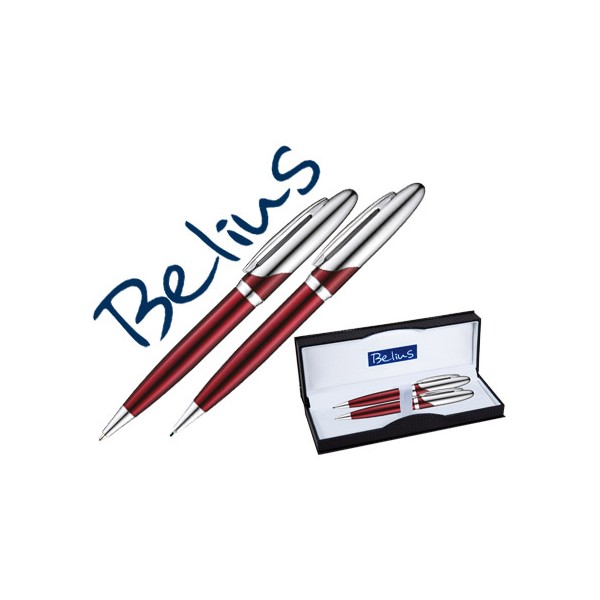 Juego de boligrafo y portaminas belius varsovia rojo lacado con detalles cromados en estuche. Juego de boligrafo y portaminas belius varsovia rojo lacado con detalles cromados en estuche.