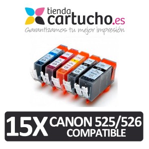 PACK 15 CANON PGI-525 CLI-526 (ELIJA COLORES) CARTUCHOS COMPATIBLES CANON PGI-525 CLI-526 PERTENENCIENTE A LA REFERENCIA Canon PGI525 / CLI526