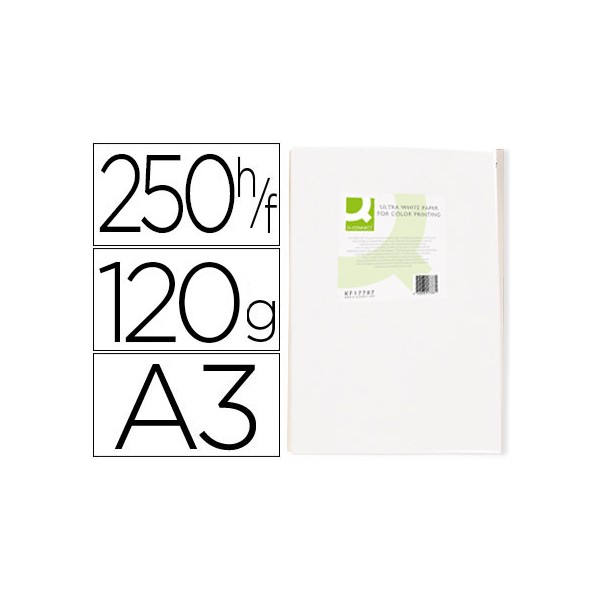 Papel fotocopiadora q-connect ultra white din a3 120 gramos paquete de 250 hojas. Papel fotocopiadora q-connect ultra white din a3 120 gramos paquete de 250 hojas.