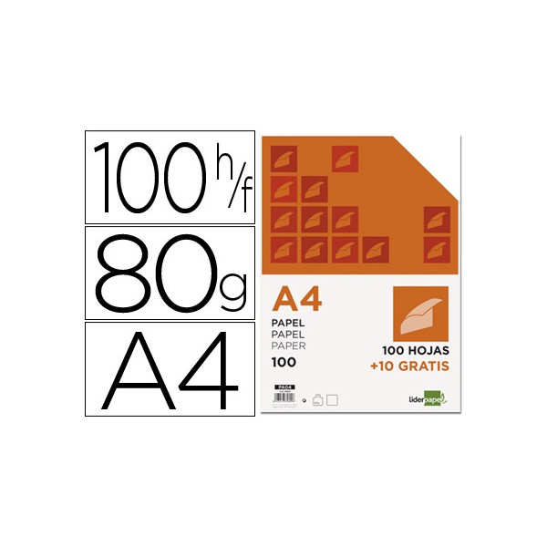 Papel liderpapel din a4 80 gr -paquete de 100 hojas + 10 hojas gratis. Papel liderpapel din a4 80 gr -paquete de 100 hojas + 10 hojas gratis.