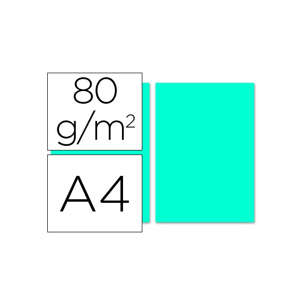 Papel color liderpapel a4 80g/m2 azul turquesa paquete de 100. Papel color liderpapel a4 80g/m2 azul turquesa paquete de 100.