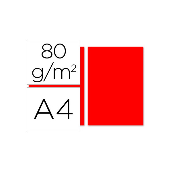 Papel color liderpapel a4 80g/m2 rojo paquete de 100. Papel color liderpapel a4 80g/m2 rojo paquete de 100.