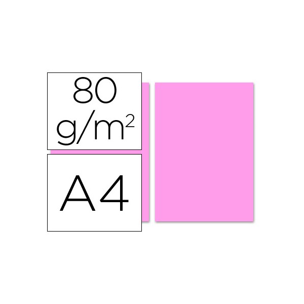 Papel color liderpapel a4 80g/m2 rosa paquete de 100. Papel color liderpapel a4 80g/m2 rosa paquete de 100.