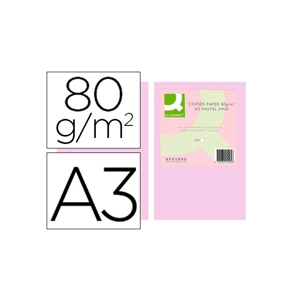 Papel color q-connect din a3 80 gr rosa paquete de 500 hojas. Papel color q-connect din a3 80 gr rosa paquete de 500 hojas.