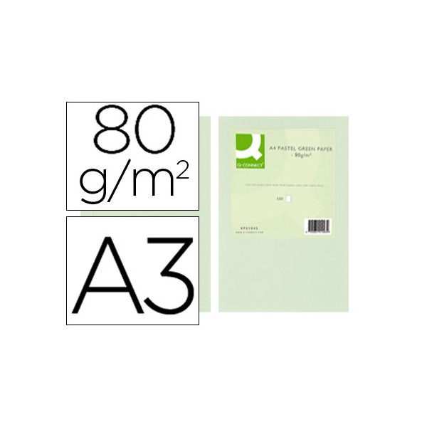 Papel color q-connect din a3 80 gr verde paquete de 500 hojas. Papel color q-connect din a3 80 gr verde paquete de 500 hojas.