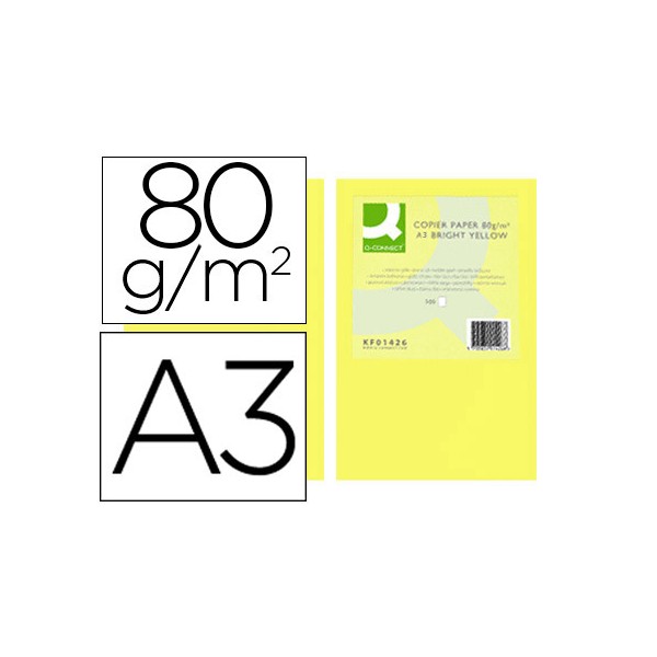Papel color q-connect din a3 80gr amarillo intenso paquete de 500 hojas. Papel color q-connect din a3 80gr amarillo intenso paquete de 500 hojas.