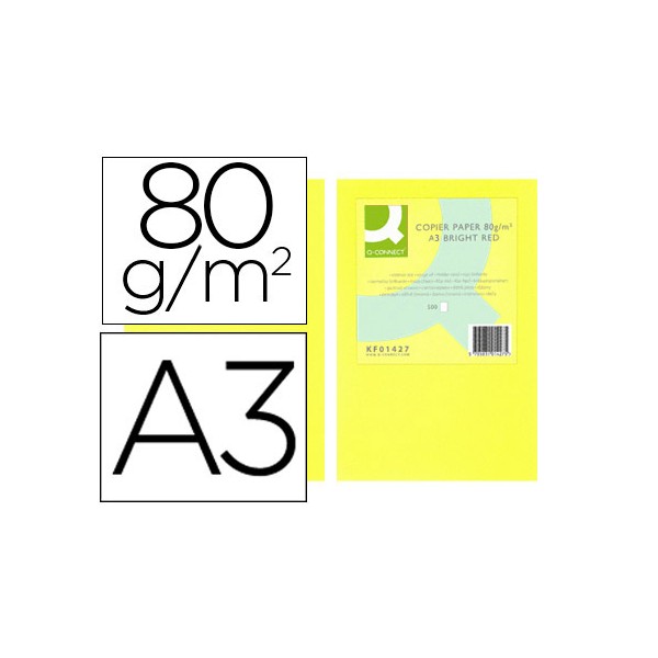 Papel color q-connect din a3 80gr amarillo neon paquete de 500 hojas. Papel color q-connect din a3 80gr amarillo neon paquete de 500 hojas.