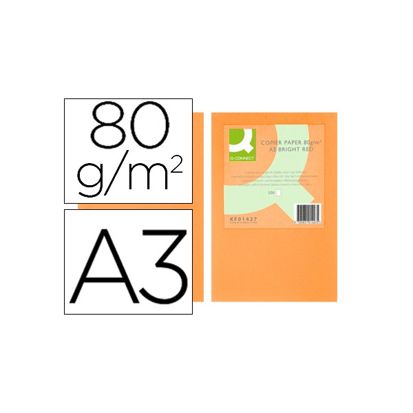 Papel color q-connect din a3 80gr naranja neon paquete de 500 hojas. Papel color q-connect din a3 80gr naranja neon paquete de 500 hojas.