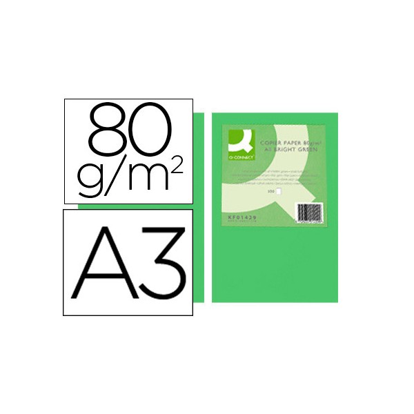 Papel color q-connect din a3 80gr verde intenso paquete de 500 hojas. Papel color q-connect din a3 80gr verde intenso paquete de 500 hojas.