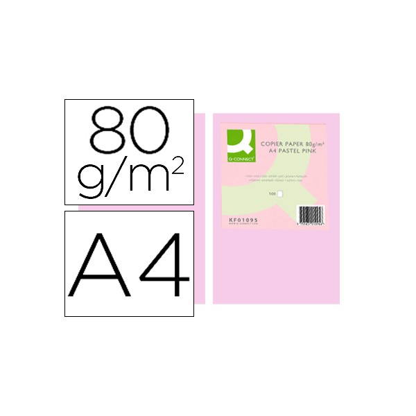 Papel color q-connect din a4 80 gr rosa paquete de 500 hojas. Papel color q-connect din a4 80 gr rosa paquete de 500 hojas.