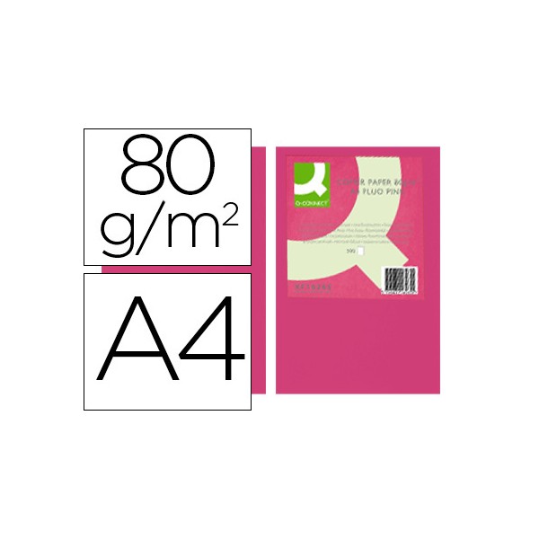 Papel color q-connect din a4 80gr rosa neon paquete de 500 hojas. Papel color q-connect din a4 80gr rosa neon paquete de 500 hojas.