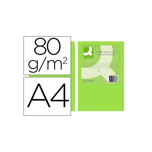 Papel color q-connect din a4 80gr verde neon paquete de 500 hojas. Papel color q-connect din a4 80gr verde neon paquete de 500 hojas.