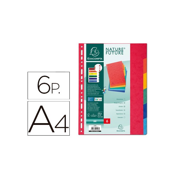 Separador exacompta cartulina simil prespan juego de 6 separadores din a4 multitaladro colores vivos. Separador exacompta cartulina simil prespan juego de 6 separadores din a4 multitaladro colores vivos.