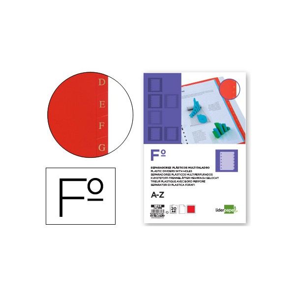 Separador liderpapel plastico alfabetico a-z din a4 16 taladros juego. Separador liderpapel plastico alfabetico a-z din a4 16 taladros juego.