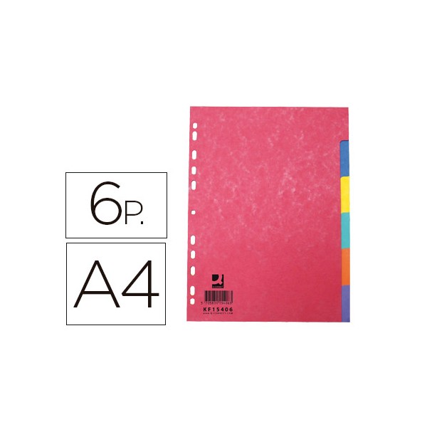 Separador q-connect cartulina brillo juego de 6 separadores din a4 multitaladro. Separador q-connect cartulina brillo juego de 6 separadores din a4 multitaladro.