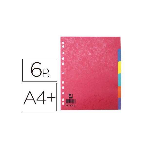 Separador q-connect cartulina brillo juego de 6 separadores din a4+ multitaladro. Separador q-connect cartulina brillo juego de 6 separadores din a4+ multitaladro.